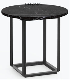 Designer marble side table "Florence" Black Marquina / Black - Ø 47/ 50 cm