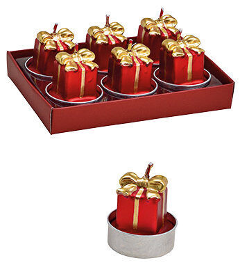Teelicht-Set „Geschenkpäckchen“ 6 Stück - Rot