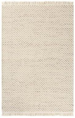 Handgewebter Designer Teppich „Atelier Twill“ Hellbeige - aus 100% reiner Schurwolle