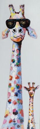 Handbemalter Kunstdruck „Giraffen-Family II“ 50 x 160 cm