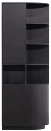 Solid modular cabinet "Finco" with round element right, 210 x 78 cm - deep black