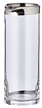 Mundgeblasener Karaffenkrug „Anis“ aus Kristallglas mit Platinrand 0.75 Liter