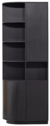 Solid modular cabinet "Finco" with round element on the left, 210 x 78 cm - deep black
