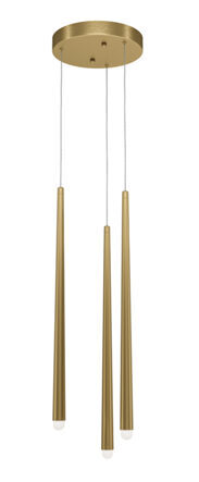LED pendant lamp "Cascade" 3-flame brass, Ø 35/H 150 cm