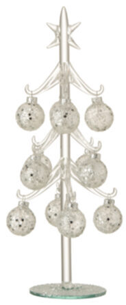 Weihnachtsbaum aus Glas mit Kugeln - Silber/Transparent 30 cm