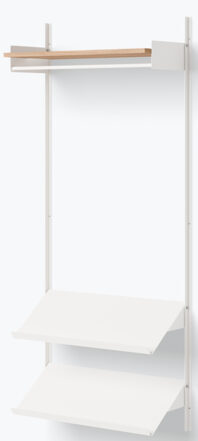 Design wall coat rack "New Works Shelf I" - 190 x 83.5 cm, oak / white