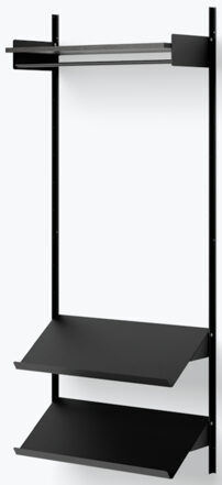 Design wall coat rack "New Works Shelf I" - 190 x 83.5 cm, ash wood / black