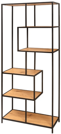 Design shelf "Slim Line" 77 x 185 cm - black / wild oak