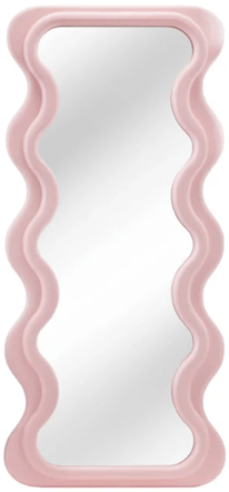 Large design wall mirror "Curvy" 70 x 160 cm, pastel pink