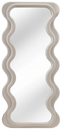 Grosser Design Wandspiegel „Curvy“ 70 x 160 cm, Pastell Greige