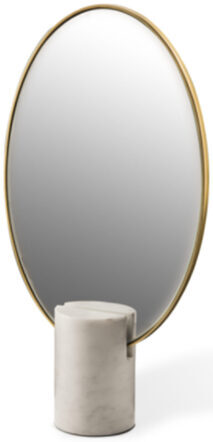 Oval marble standing mirror 40 cm - Beige