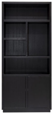 Design Regal „Oakura“ aus schwarz gebeizter Eiche, 220 x 100 cm