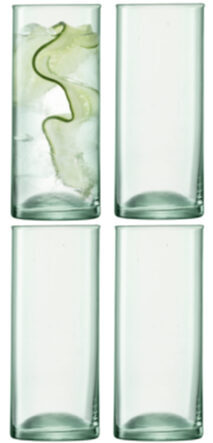 Mouth-blown long drink glasses Canopy made of recycled glass (set of 4)