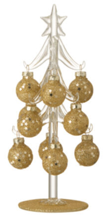 Weihnachtsbaum aus Glas mit Kugeln - Gold 21 cm