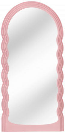 Large design wall mirror "Wave" 80 x 160 cm, pastel pink