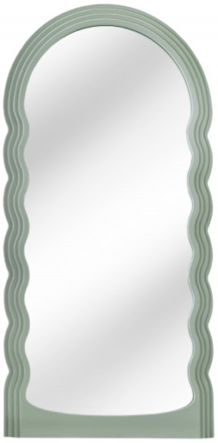Large design wall mirror "Wave" 80 x 160 cm, pastel sage green