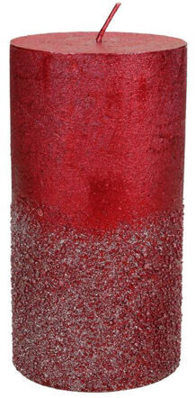 Stumpenkerze „Glitters“ Ø 7 x H 13 cm - Rot