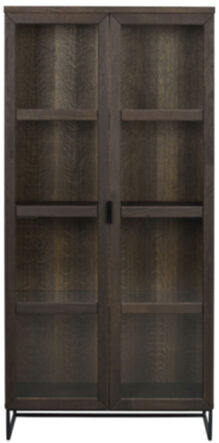 Everett" display cabinet, dark brown oak - 195 x 95 cm