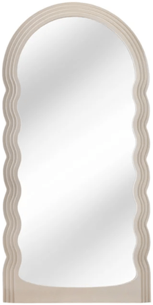 Large design wall mirror "Wave" 80 x 160 cm, pastel greige