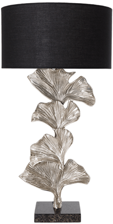 Design Tischlampe „Gingko“ mit Marmorsockel 38 x 70 cm, Silber