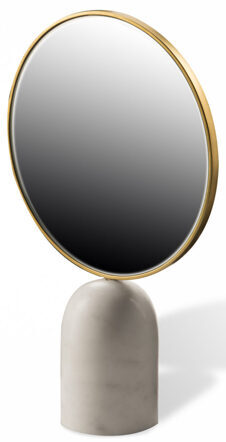 Round marble standing mirror 34 cm - Beige