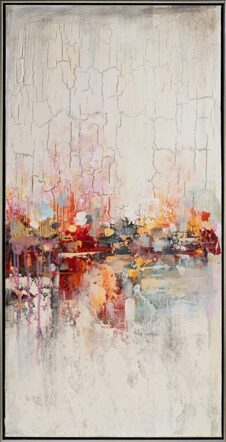 Hand painted framed picture "Abstract with Orange" 52.5 x 102.5 cm