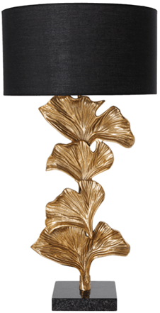 Design Tischlampe „Gingko“ mit Marmorsockel 38 x 70 cm, Gold