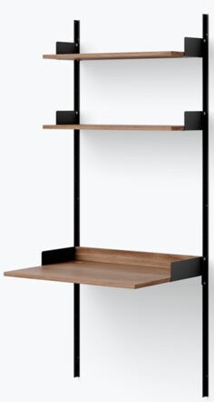 Shelf desk "New Works Study" - 190 x 83.5 cm, walnut / black
