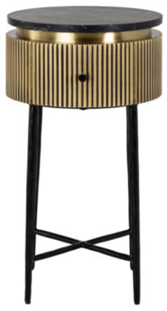 Design side table "Ironville" with black marble top Ø 40/ H 70.5 cm