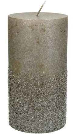 Stumpenkerze „Glitters“ Ø 7 x H 13 cm - Taupe
