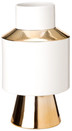 Handgefertigte Design Vase Object White & Gold 34 cm