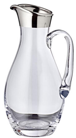 Mundgeblasener Krug „Jonny“, Kristallglas mit Platinrand - 1.8 Liter