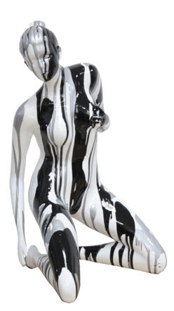 Handgefertigter Design Skulptur „Akt in Silber-Schwarz“ 58 x 28 cm