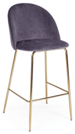 Bar stool "Carry" with velvet cover in dark gray
