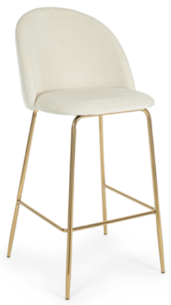 Bar stool "Carry" with velvet cover in white