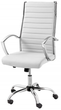 Height adjustable office chair "Niverta" - White faux leather