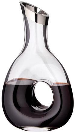 Mouth blown decanter "Gordon" - crystal glass with platinum rim, 1.2 liters