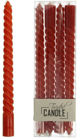 4er-Set gedrehte Kerzen „Twister“ 26 cm - Rot
