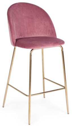 "Carry" bar stool with velvet cover in pink