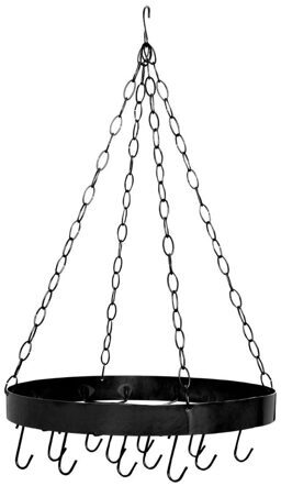 Ceiling Hanging Shelf Round Black Stainless Steel Ø 48/ H 70 cm