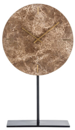 Elégante pendule "Brenn" en marbre Ø 25.5 / 44 cm - Brun-beige