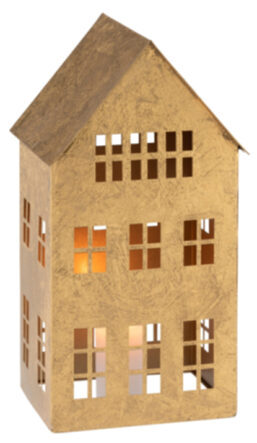 Kerzenhalter „grosses Lichthaus“ Gold 37 x 19.5 cm
