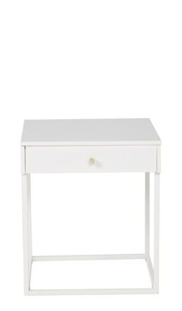Table d'appoint et de chevet design "Bakal" 50 x 43 cm, Blanc