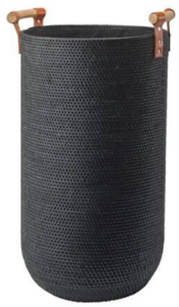 Handgefertiger Wäschekorb „Cino“ Ø 45 x 60 cm - Schwarz
