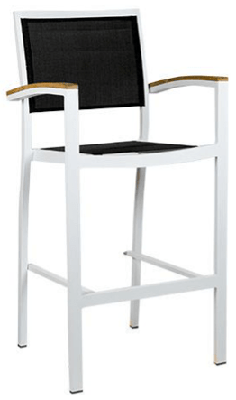 High quality garden bar chair "Cenon" - White/Teak