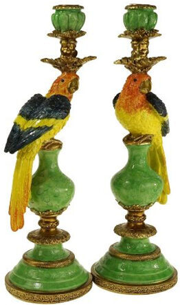 set of 2 design candlesticks "Parrot" - Multicolor