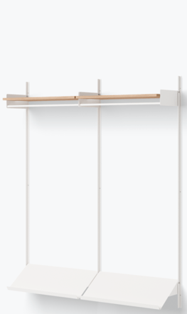 Design wall coat rack "New Works Shelf II" - 190 x 163.5 cm, oak / white
