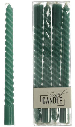 4er-Set gedrehte Kerzen „Twister“ 26 cm - Grün
