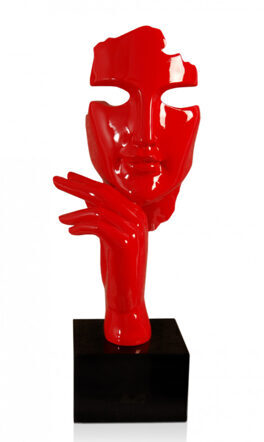Design-Skulptur Abstraktes Frauengesicht - Rot