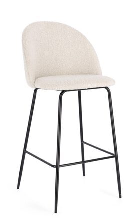 Carry" bar stool with bouclé cover, ivory/black